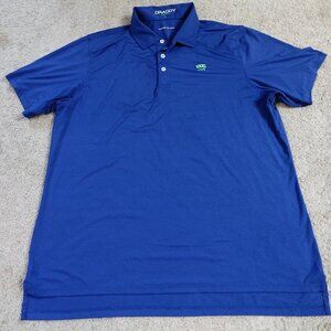 B Draddy Polo Shirt Large Blue Solid Performance Made in USA Chevy Chase Club